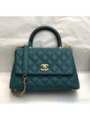 Chanel Small Flap Bag with Top Lizard Handle in Grained Calfskin A92990 Green 2020(Top Quality)