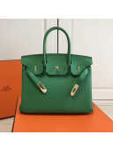 Hermes Birkin 30/35cm in Clemence Calfskin Leather Green (Golden hardware)