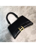 Balenciaga Hourglass Mini Top Handle Bag in Smooth Leather Black/Gold 2019