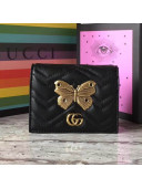 Gucci GG Marmont Moths Studs Leather Card Case 466492 Black 2017