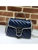 Gucci GG Diagonal Marmont Mini Top Handle Bag 583571 Blue/White 2019