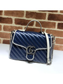 Gucci GG Diagonal Marmont Small Top Handle Bag 498110 Blue/White 2019