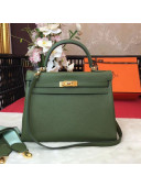 Hermes Kelly 32cm in Original Togo Leather Bag Green