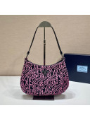 Prada Cleo Jacquard Knit and Leather bag 1BC499 Black/Pink 2021