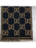 Gucci GG Wool Scarf 180x47cm Black 2021 21100728