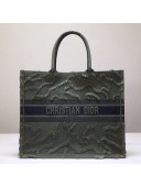 Dior Book Tote Camouflage Embroidered Canvas Bag Green 2019