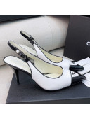 Chanel Vintage Lambskin Slingback Pumps 8cm White 2021 04