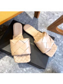 Bottega Veneta Lambskin BV LIDO Flat Sandals Nude 2020