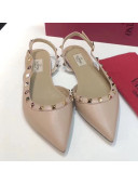 Valentino Rockstud Trim Slingback Flat Ballet Nude 2019