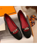 Hermes Kelly Calfskin Flat Loafers Black 2021