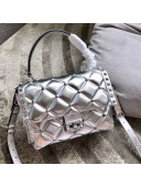 Valentino Medium Metallic Candystud Top Handle Bag Silver 2018