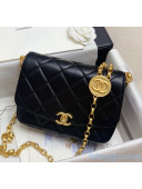 Chanel Quilted Lambskin Flap Bag with CC Coin Charm AS2222 Black 2020