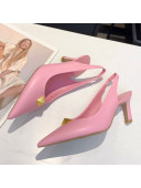 Valentino Roman Stud Calfskin Slingback Pumps Pink 2021