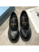 Prada Calfskin Logo Loafers Black 2020