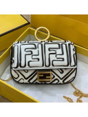 Fendi Nano Baguette FF Leather Charm Bag White/Black 2020