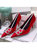 Balenciaga Crystal BB Square Knife Pump in Stretch Satin Red 2020