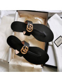 Gucci Leather Thong Sandal with Double G Black 2020