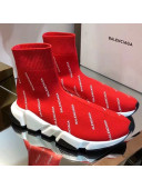 Balenciaga Stretch Knit Speed Balenciaga Logo Boot Sneakers Red/White 2019