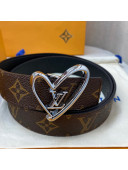 Louis Vuitton Monogram Canvas Belt 30mm with LV Heart Buckle Black/Silver 2021