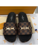 Louis Vuitton Jumbo LV Buckle Flatform Slide Sandals Damier Ebene Canvas 2021 