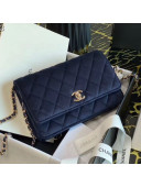 Chanel Velvet Wallet on Chain WOC and Crystal Ball AP1450 Navy Blue 2020