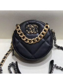 Chanel Maxi-Quilted Lambskin Round Clutch with Chain Black 2019