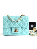 Chanel Lambskin Mini Square Classic Flap Bag 1115 Pale Blue (Gold-Tone Hardware)