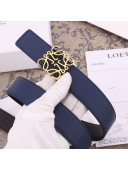 Loewe Grained Calfskin Belt 3.2cm Navy Blue 2021