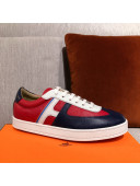 Hermes Boomerang Calfskin Sneakers Red/Navy Blue 2021 14 (For Women and Men)