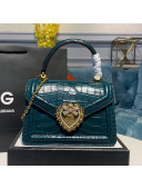 Dolce&Gabbana DG Small Devotion Top Handle Bag in Crocodile Calfskin 6323 Green 2021