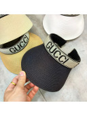 Gucci Straw Visor Hat with Gucci Band Black 2021