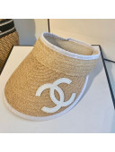 Chanel Raffia Straw Visor Hat White 2021