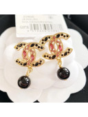 Chanel Stone CC Earrings A88429 Black/Pink 2020