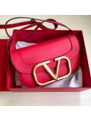 Valentino Supervee Calfskin Maxi-Logo Crossbody Bag 1011L Red 2020