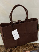 Bottega Veneta Arco Tote Bag in Maxi-Woven Suede Dark Brown 2021 614486