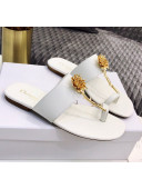 Dior Calfskin Jardin Thong Slide Sandal White 2020