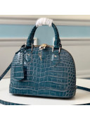 Louis Vuitton Alma BB Top Handle Bag in Crocodile Leather N91439 Blue 2019