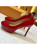 Louis Vuitton Patent Calfskin High-Heel Lock Back Platform Pump Red 2019