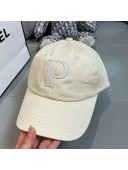 P Canvas Baseball Hat White 2021