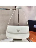 Prada Cleo Brushed Leather Shoulder Bag 1BD276 White 2021