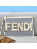 Fendi Mesh Large Flat Pouch White 2021