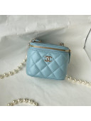 Chanel Lambskin Small Vanity with Pearl AS2581 Blue 2022