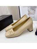 Chanel Lambskin CC Pumps 5cm Beige 2021