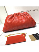 Bottega Veneta The Large Pouch Clutch in Woven Lambskin Bright Red 2020