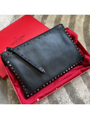 Valentino Rockstud Leather Pouch 1092 All Black 2021