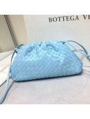 Bottega Veneta The Mini Pouch Crossbody Bag in Woven Lambskin Light Blue 2020