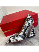 Christian Louboutin Print Calfskin Wedge Pumps Black/White 2021 