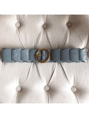 Bottega Veneta Suede Modular Link Belt with Circular Buckle Light Blue 2019