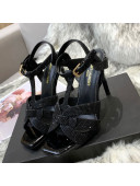 Saint Laurent Crystal Fabric High- Heel Sandals 10cm Black 2021 08