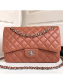 Chanel Jumbo Quilted Lambskin Classic Large Flap Bag Brown/Silver 2020